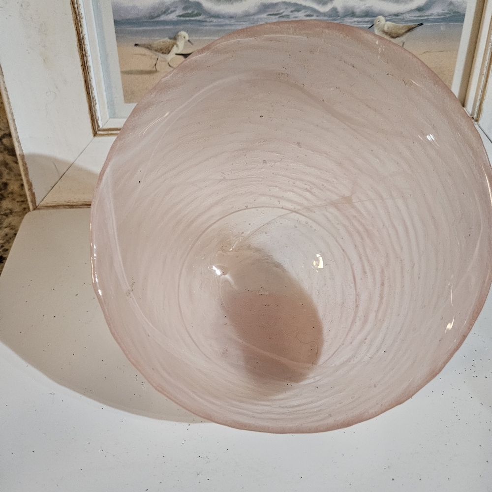 Elegant Pink Glass Bowl Or Vase
